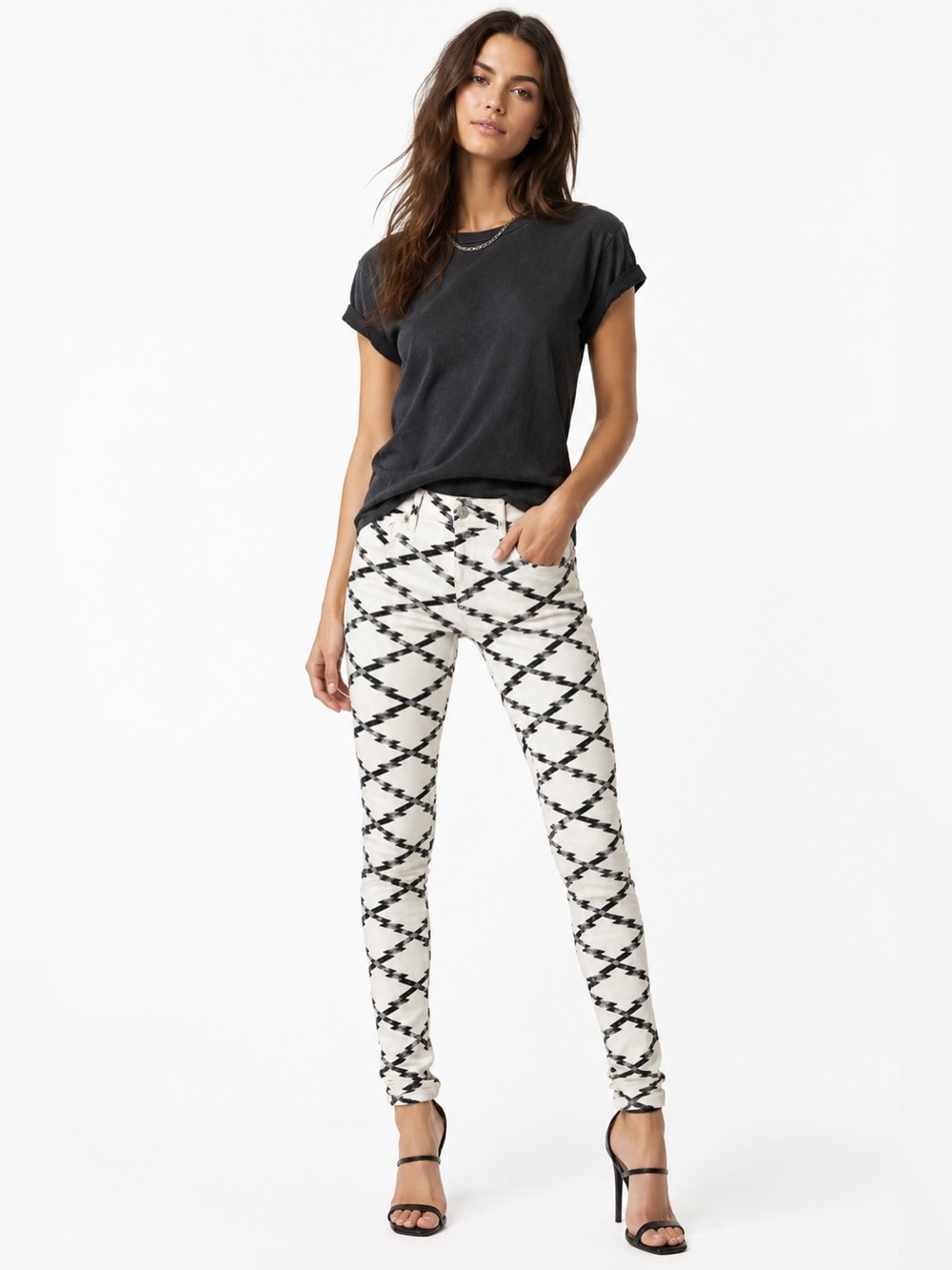 🖤 Isabel Marant Black & White Geometric Print Skinny Jeans | Size 2🖤